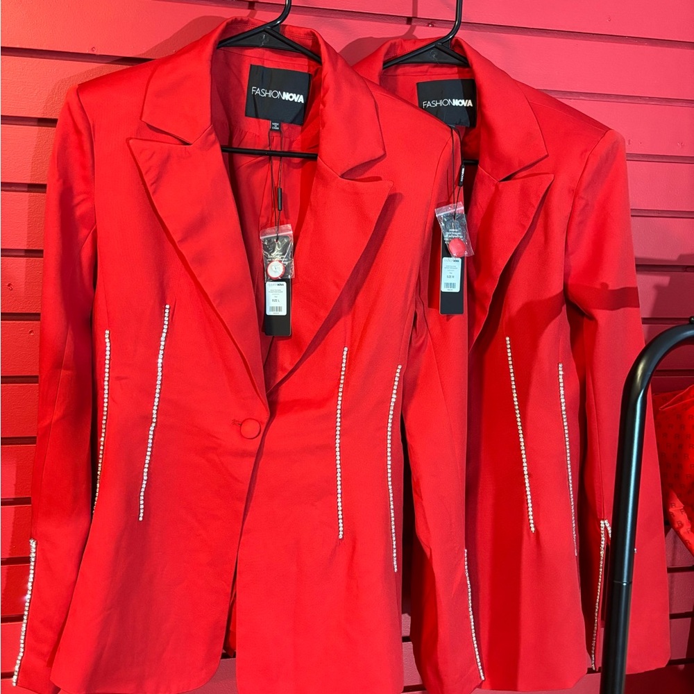 Red Blazer With Rhinestones - Picture 2 of 3